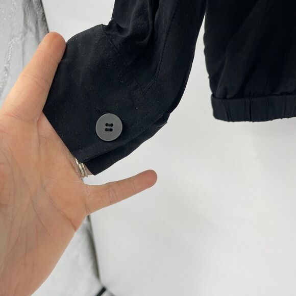 Eileen Fisher Jacket Women's Small Black 100% Silk Pockets Full Zip Long Sleeve - Picture 7 of 13